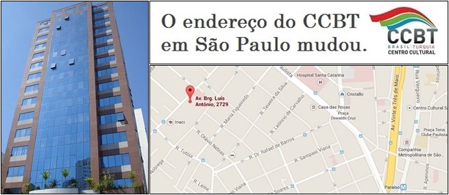 Comunicado: CCBT mudou de endereço em São Paulo